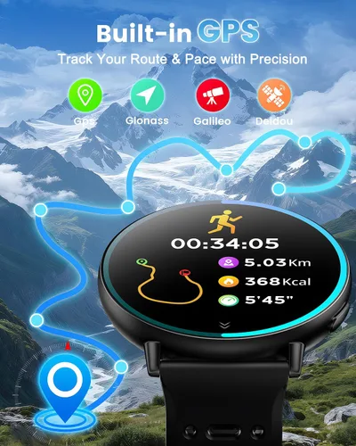 Vista 2 de Relojes inteligentes con GPS para hombre, reloj inteligente con pantalla AMOLED de 1.39 pulgadas, llamada Bluetooth/más de 100 modos