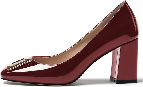 Vista 2 de WAYDERNS Zapatos de tacón alto con puntera cuadrada para mujer, de 3 pulgadas