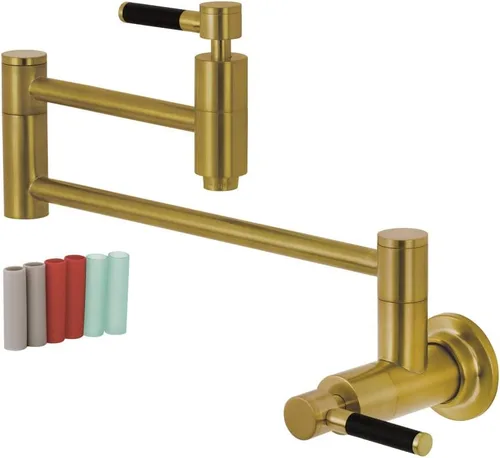 Vista 5 de Kingston Brass KS810DKLAC Concord - Grifo de cocina con relleno de olla de montaje en pared, cobre antiguo