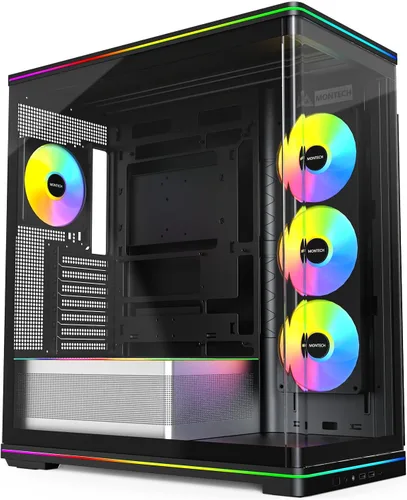 Vista 10 de MONTECH Funda para PC TG3 Panorámica ATX, lista para conexión trasera y 4 Negro