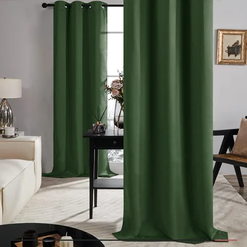 Vista 247 de Deconovo Cortinas opacas 100% con forro negro, cortinas con ojales aisladas térmicamente que reducen el ruido, doble capa para oscurecer