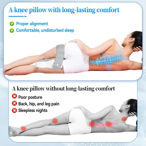 Vista 4 de Almohada de rodilla para dormir de lado, almohada de espuma viscoelástica para dormir de lado con correa ajustable, para un uso cómodo entre