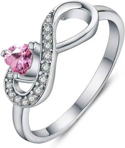 Vista 30 de Anillo Jo Wisdomo de compromiso. de plata esterlina, con corazón e infinito, anillo de amistad, para ella