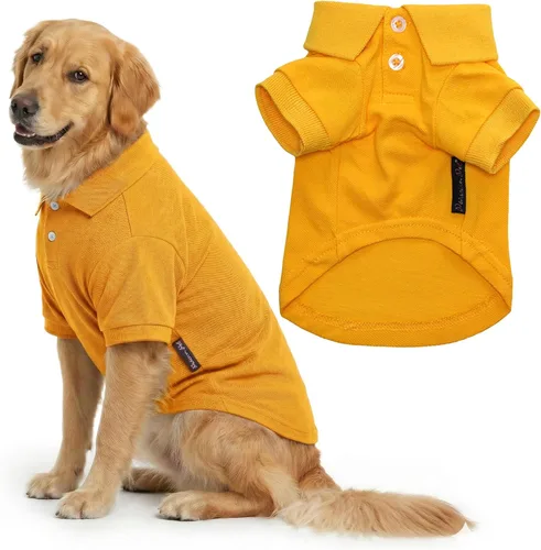 Vista 52 de Camisas Polo Parisian Pet - Camisa de Algodón Transpirable para Perros - Azul Sólido, Ropa de Verano con Capucha - Cuello con Botón para Perros