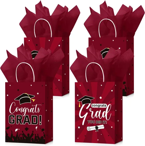Vista 7 de Colarr 24 bolsas de regalo de graduación a granel con papel de seda clase de 2026, bolsas de regalo de fiesta de graduación con asas para escuela