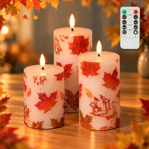 Vista 12 de JOIONE Hummingbird Flameless Glass Candles, 3 Pack Floral LED with Remote