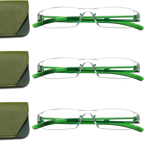 Vista 8 de Viseng Gafas de lectura y gafas de sol 3 en 1 con luz azul, lectores ultraligeros sin montura para hombres y mujeres, visión HD para interiores