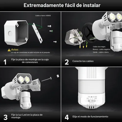Vista 6 de SANSI Luces Exteriores con Sensor de Movimiento de 28W 3500LM, Reflectores Exteriores con Sensor de Movimiento, Luces de Seguridad Detector con 4