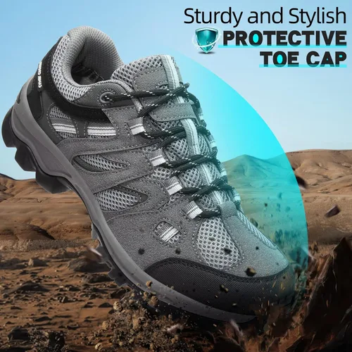 Vista 4 de CAMELSPORTS Zapatos de senderismo para hombre con parte superior baja, zapatos de senderismo para hombre, soporte de tobillo transpirable