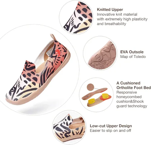 Vista 6 de UIN Mocasines casuales para mujer, de viaje, pintados, para caminar, ligeros, cómodos, de lona, tenis de moda