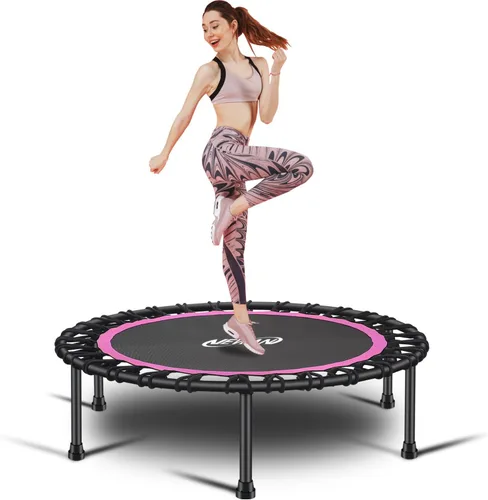 Vista 13 de Newan Mini trampolín silencioso de 40 a 48 pulgadas, trampolín de fitness, bungee rebote, entrenamiento cardiovascular, entrenamiento para adultos
