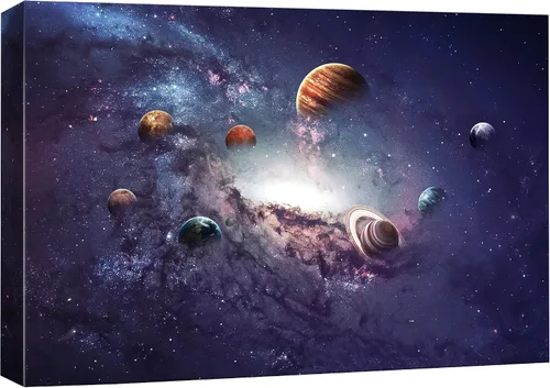 Vista 52 de SIGNFORD - Cuadro en lienzo para pared, silueta de bosque con estrellas azul marino y verde azulado, naturaleza, fotografía, realismo, decoración