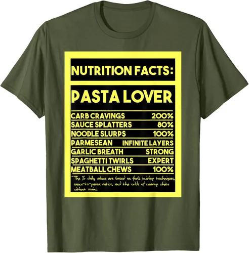 Vista 46 de Pasta Lover Nutrition Facts: The Ultimate Carb Connoisseur's T-Shirt Negro
