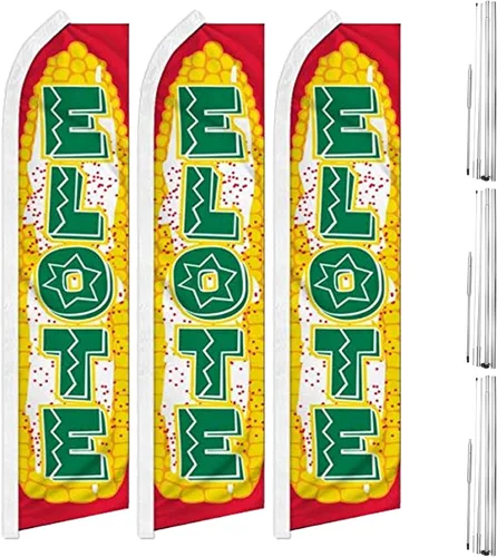 Vista 12 de Elote Asado King Size Swooper - Letrero de bandera