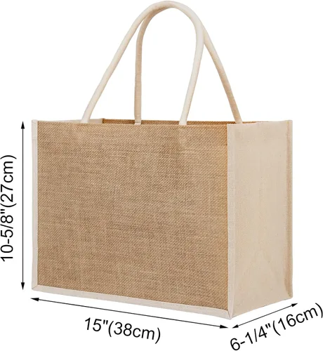 Vista 3 de TopTie 6 bolsas de yute reutilizables de arpillera para compras de comestibles, bolsa de dama de honor para boda