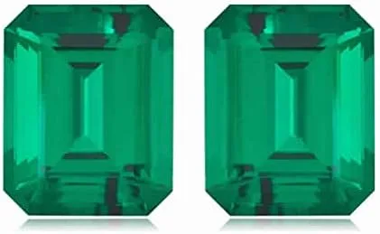 Vista 2 de 2.60-3.19 Cts de 0.315x0.236 in AAA Corte Esmeralda Creada en Laboratorio Esmeralda (2 pcs) Suelta Piedras Preciosas, esmeralda creada