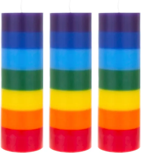 Vista 13 de Mega Candles 1 vela de oración devocional de cristal de chakra multicolor sin perfume, vertida a mano, vela de cera de alta calidad de 2 x 8