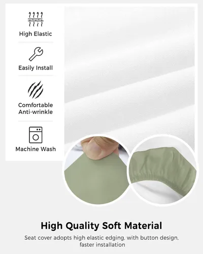 Vista 5 de Funda para silla de oficina verde salvia, fundas elásticas para silla de computadora, color verde, modernas, universales, lavables, extraíbles