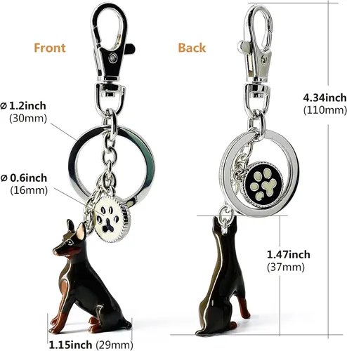 Vista 2 de DOR QUEEN Mini llavero de perro para parejas, llavero de moda, lindo llavero de automóvil, para niños, adultos, familia