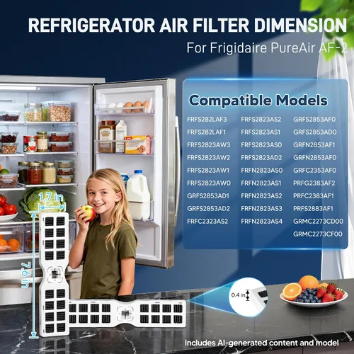 Vista 2 de Paquete de 3 filtros de aire de repuesto para refrigerador Frigidaire FRGPAAF2 PureAir AF-2 compatible con Frigidaire FRFC2323AS, FRFC232LAF