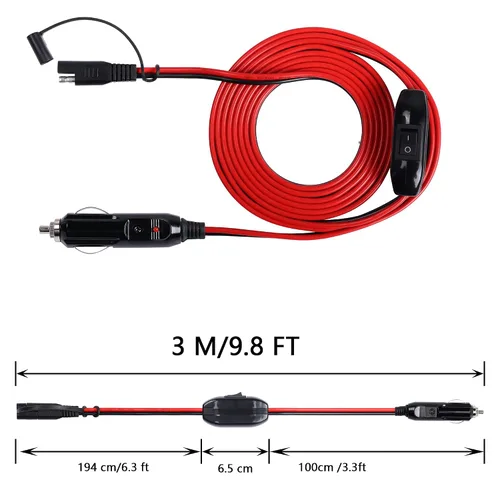 Vista 6 de SinLoon Cable de cargador de batería SAE con interruptor, 12 V 10 A, enchufe macho a impermeable, adaptador de liberación rápida, cable de carga