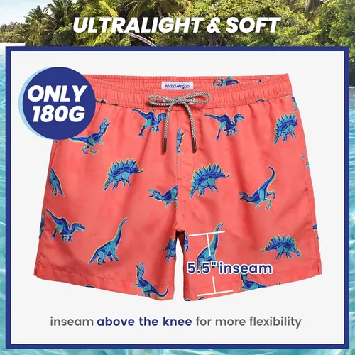 Vista 6 de maamgic Mens Swim Trunks 5" Quick Dry Beach Shorts Bathing Suits with Mesh Lining Pockets