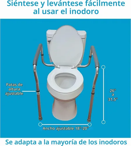 Vista 4 de Carex Rieles de seguridad para inodoro, marco de seguridad de inodoro ajustable y desmontable con asas para ancianos, discapacitados
