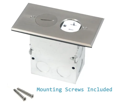 Vista 7 de ENERLITES Kit de caja de piso con tapa de rosca, 12,7 cm x 7,1 cm, 1 banda, receptáculo dúplex de 20 A resistente a manipulaciones y a