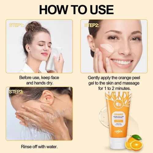 Vista 7 de 2 unidades de gel exfoliante naranja para la piel de la cara y el cuerpo, exfoliante hidratante de limpieza profunda, gel exfoliante de naranja