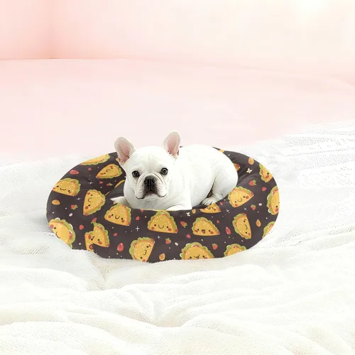 Vista 2 de Wudan Pet Cat Beds Calming Anti Anxiety Fluffy Cat Cave Bed for Small Size Pets Sleeping XS Happy Taco
