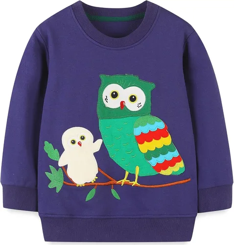 Vista 41 de Sudaderas para niñas pequeñas, cuello redondo, sin botones, de manga larga, para invierno, casual, ropa 2T-7T, Dinosaurio