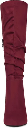 Vista 2 de Allegra K Botas altas hasta la rodilla con tacón grueso y puntiagudas para mujer