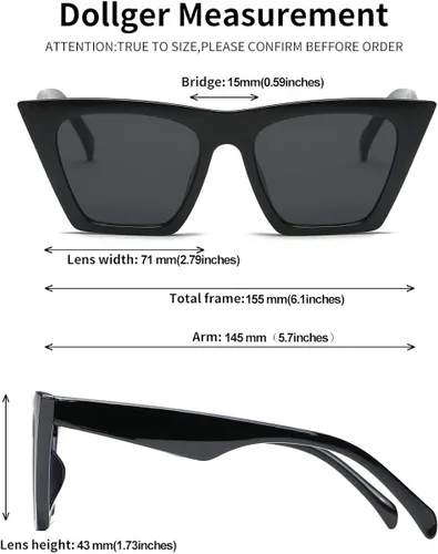 Vista 3 de Gafas de sol cuadradas ojo de gato para mujer, gafas de sol clásicas de cato oversize para mujeres