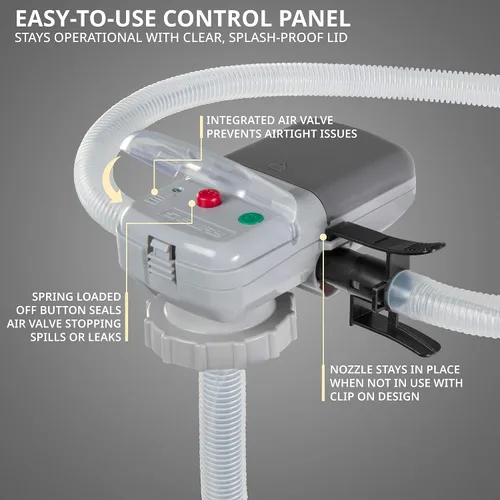 Vista 3 de Bomba de transferencia de combustible automática DEWAY con parada automática, tasa de flujo de 2.4 GPM y alimentación por batería AA, adaptador