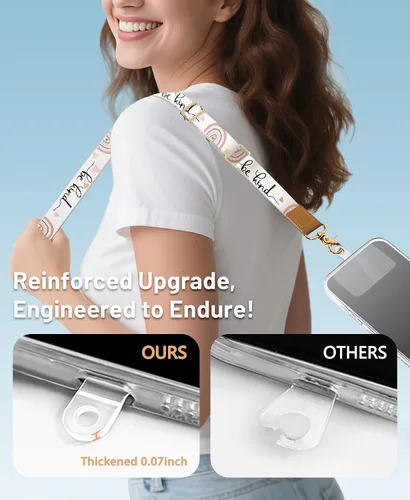 Vista 3 de Yonlevres Cordón para Teléfono con Correa de Muñeca Cruzada, Cordón para Teléfono Celular Be Kind para Alrededor del Cuello, Correa Ajustable