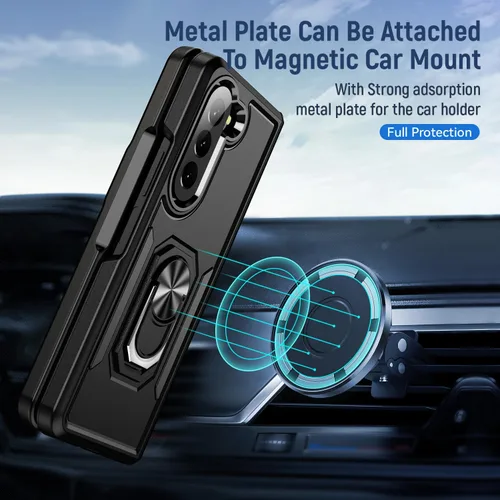 Vista 3 de Funda para Samsung Galaxy Z Fold 5 con anillo de soporte, imán de sujeción agradable a la piel, de alto valor, para Samsung Galaxy Z Fold 5, funda
