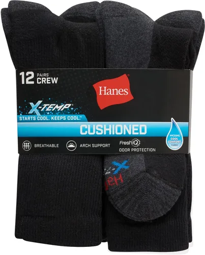 Vista 4 de Hanes Men's, X-Temp Cushioned Crew Socks, 12-Pack