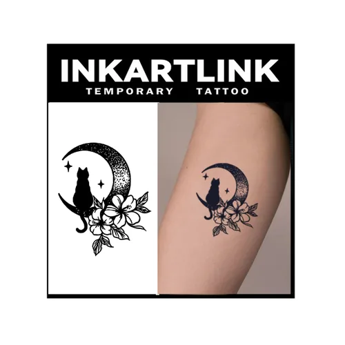 Vista 6 de INKARTLINK Tattoo Tech, 2 hojas de tatuaje semipermanente mediano, tatuajes temporales de diseño artístico para adultos, dura 1-2 semanas
