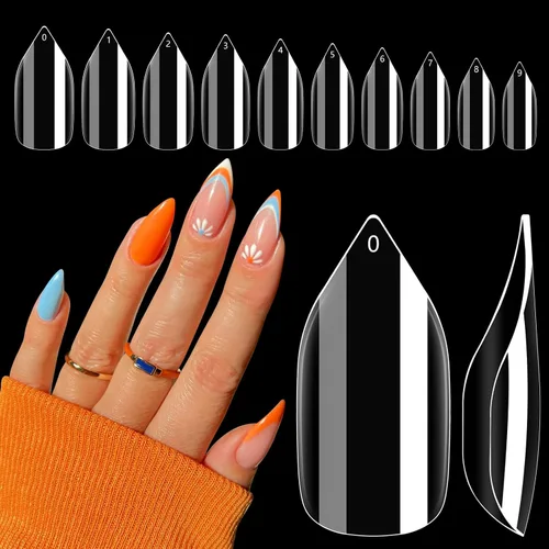 Vista 10 de Quaferen Puntas de Uñas de Almendra Medianas: 240pcs Puntas de Uñas Postizas Acrílicas Preformadas Forma de Almendra - 12 Tamaños Gel Suave