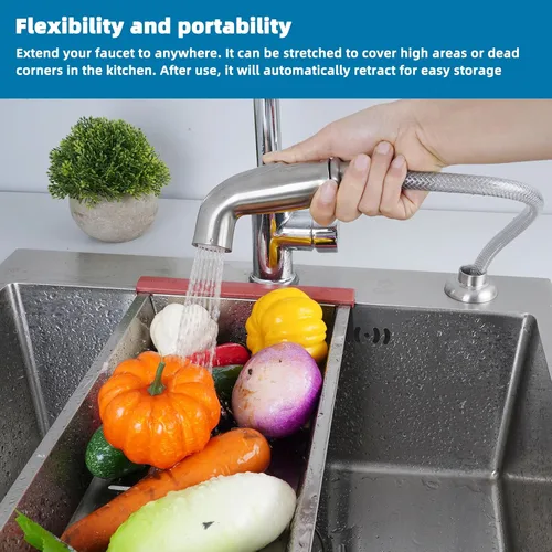 Vista 4 de Pulverizador lateral universal de cocina compatible con grifo Moen, reemplazo del rociador de grifo de fregadero de cocina con Níquel cepillado