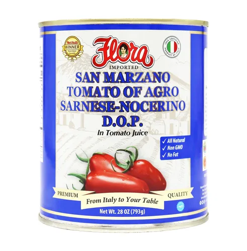 Vista 2 de Flora Foods Tomatoes San Marzano DOP 28 oz (793 g) Ganador 100% de calidad italiana Importado, sin grasa, sin gluten, sin colesterol
