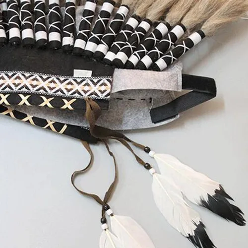 Vista 4 de Yiju Chief Indian Hat - Disfraz de tocado de plumas para disfraz de Halloween
