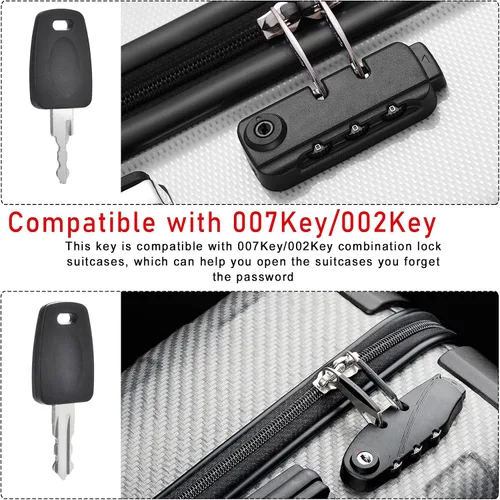 Vista 2 de 2 llaves compatibles con equipaje maestro 007 002, maleta de equipaje, cerradura de contraseña