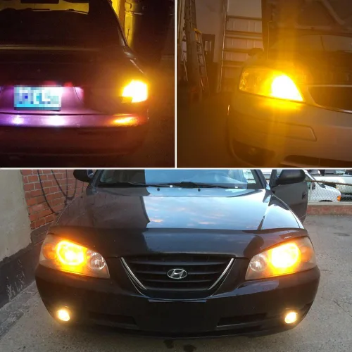 Vista 7 de AUTOGINE 4 bombillas LED superbrillantes de 9-30 V 7440 7441 7443 7444 992 3014 54-EX chipsets con proyector para luces direccionales, luces