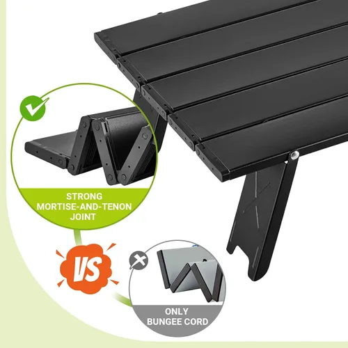 Vista 5 de ATEPA Mesa de camping pequeña, mesa de playa portátil ultraligera, mesas de campamento compactas plegables con patas de aluminio, bolsa
