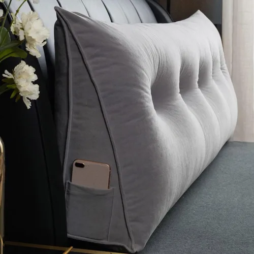 Vista 16 de Almohada triangular para cabecero, cojín triangular de color sólido, almohada de descanso en cama, almohada extraíble con soporte de cuña grande