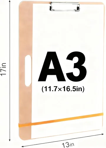 Vista 2 de HXILAJM Tablero de dibujo de 13 x 17 pulgadas con asa, tablero de dibujo portátil para artistas con clip ajustable y bandas de goma, suministros
