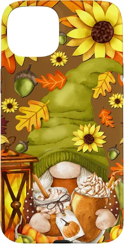 Vista 9 de iPhone 13 Pro Max Lindo gnomo de especias de calabaza con árbol de otoño hojas de otoño