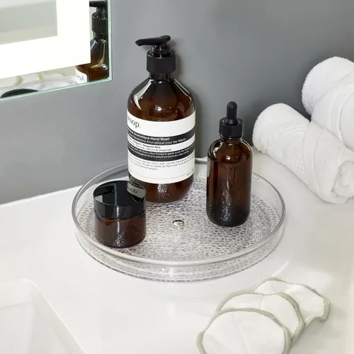 Vista 6 de iDesign The Rain Collection Lazy Susan Organizador Giratorio, 9" x 9" x 1.5", Transparente Transparente, 1.5 pulgadas de altura
