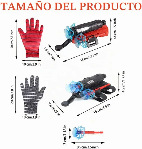 Vista 2 de 2 Piezas Lanzador de Telaraña de Muñeca - Lanzatelarañas de Alta Precisión para Cosplay, Juego de Roles y Diversión al Aire Libre - Correa